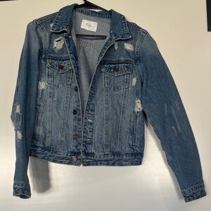 KanCan Distressed Blue Denim Jacket